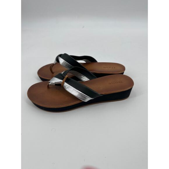 Dune London Women's Jannys Black Leather Sandal Flip Flop Size 37/ US 7 - Picture 2 of 6